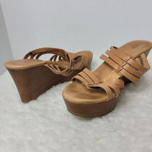 UGG Mattie Women's Shoes Size 8 Brown Woven Le Wedge Platform Sandal - Picture 4 of 8